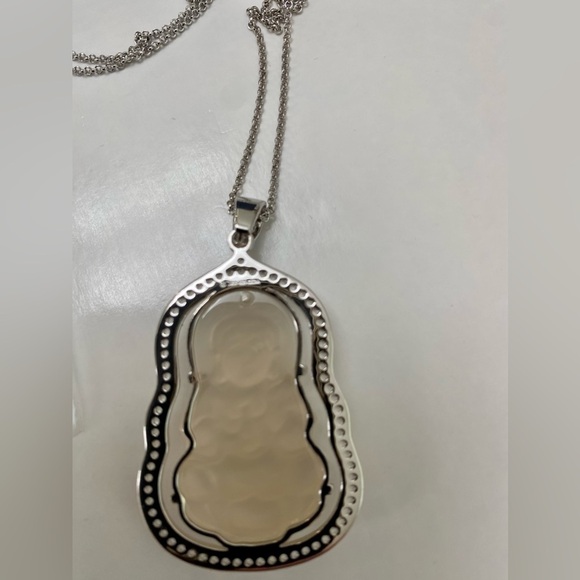 New Victoria Wieck Sterling Silver 925 White Topaz Buddha Pendant Necklace - Picture 4 of 4